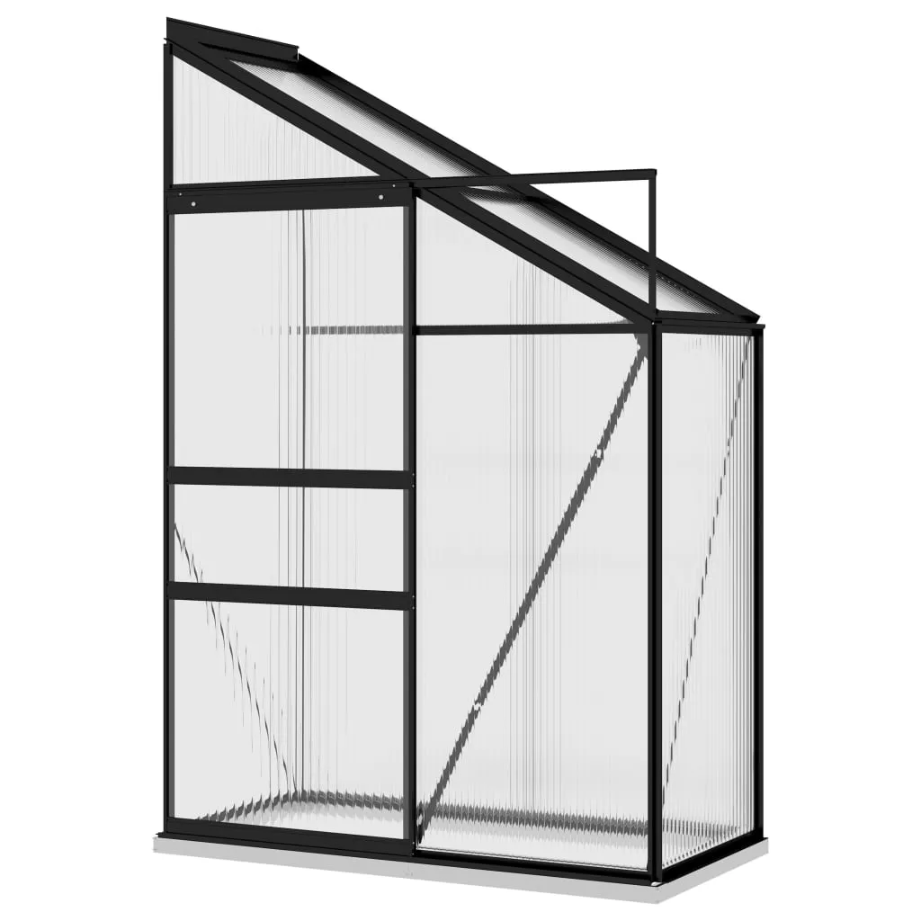 Vintage - Minimalistisches Anlehngewächshaus Anthrazit Aluminium 1,44 m³,128 x 68 x 131/199 cm